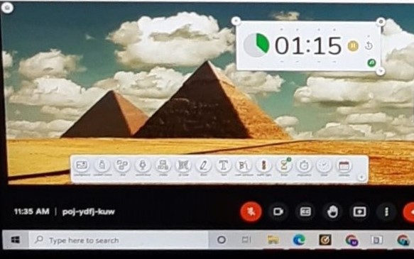 Screenshot of Egyptian pyramids while I accompany my six-year-old grandson during online classes during the COVID-19 outbreak in 2021. 